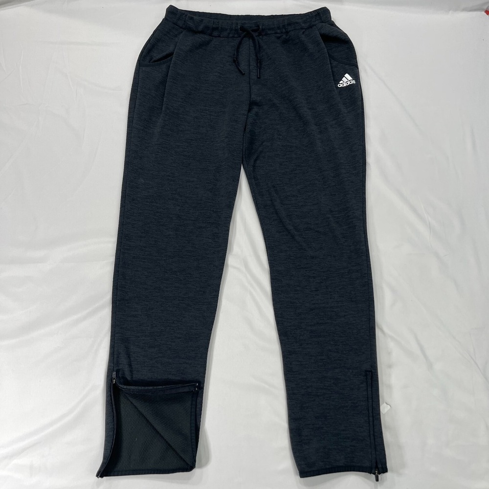 Adidas Ankle Zip Jogger Sweatpants Womens Large Black Athletic Tapered Training‎